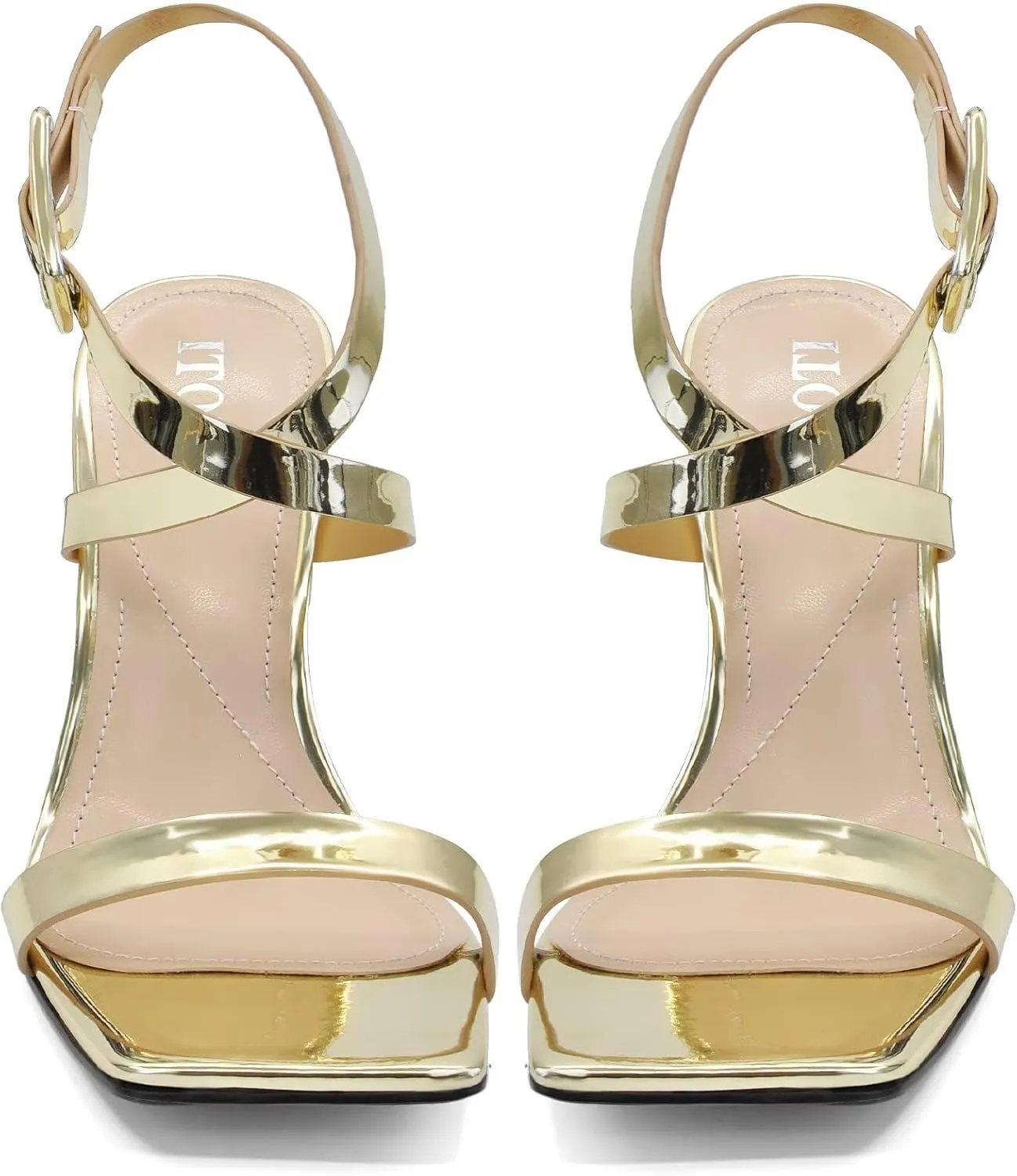 Heels For Women Stiletto High Heel Square Open Toe Dress Party Shoes For Women Adjustable Ankle Strap Heel