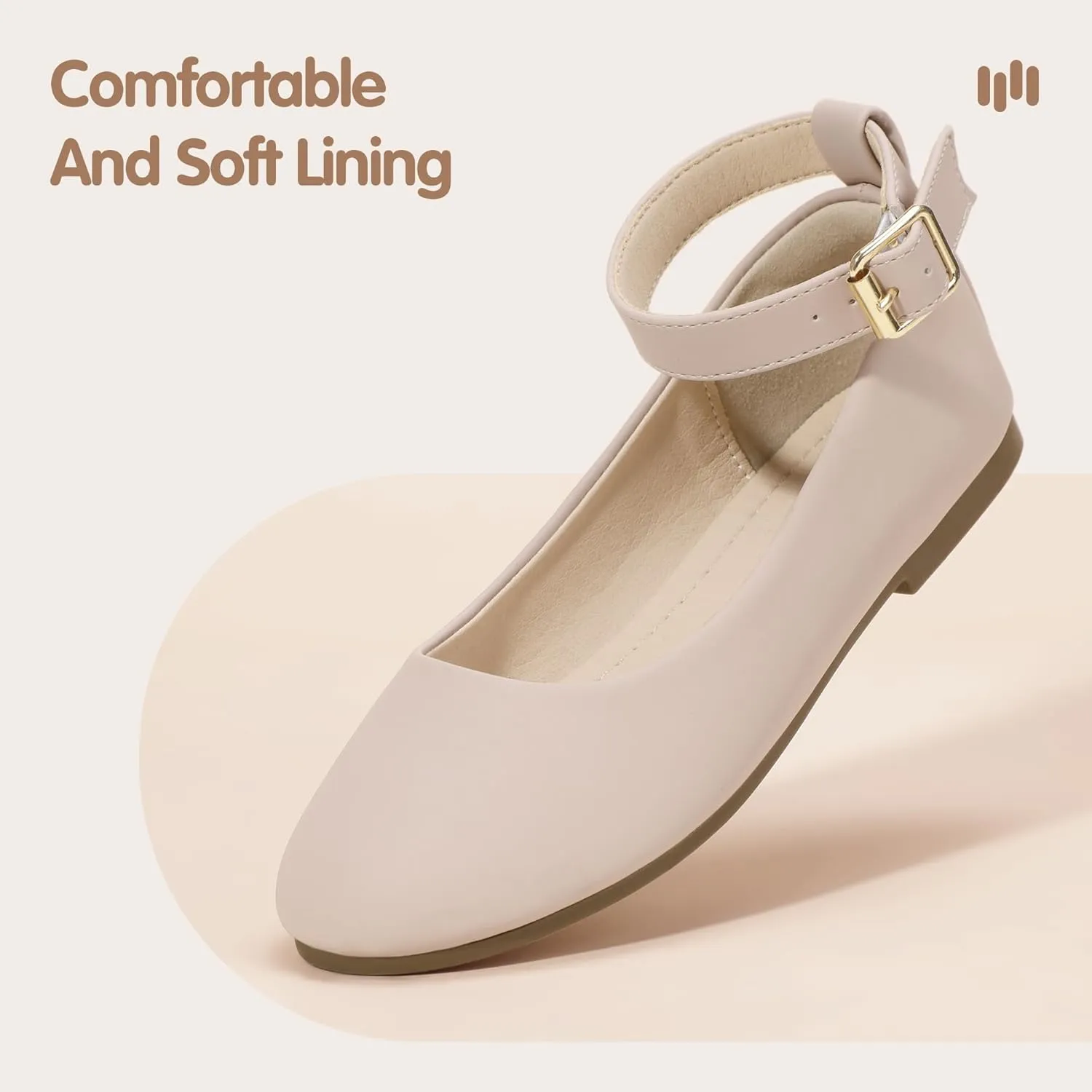 Hehainom Girls Dress Shoes Wedding Party School Ankle Strap Ballet Flats Shoes Little Big Kids Flower Girl Shoes