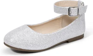 Hehainom Girls Dress Shoes Wedding Party School Ankle Strap Ballet Flats Shoes Little Big Kids Flower Girl Shoes