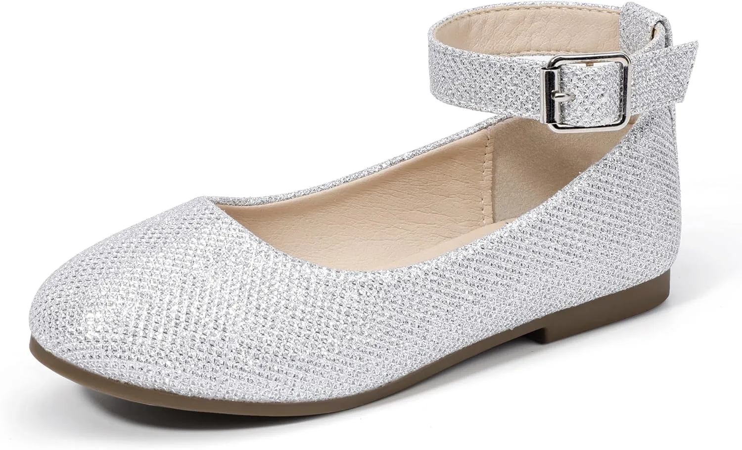 Hehainom Girls Dress Shoes Wedding Party School Ankle Strap Ballet Flats Shoes Little Big Kids Flower Girl Shoes