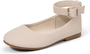 Hehainom Girls Dress Shoes Wedding Party School Ankle Strap Ballet Flats Shoes Little Big Kids Flower Girl Shoes