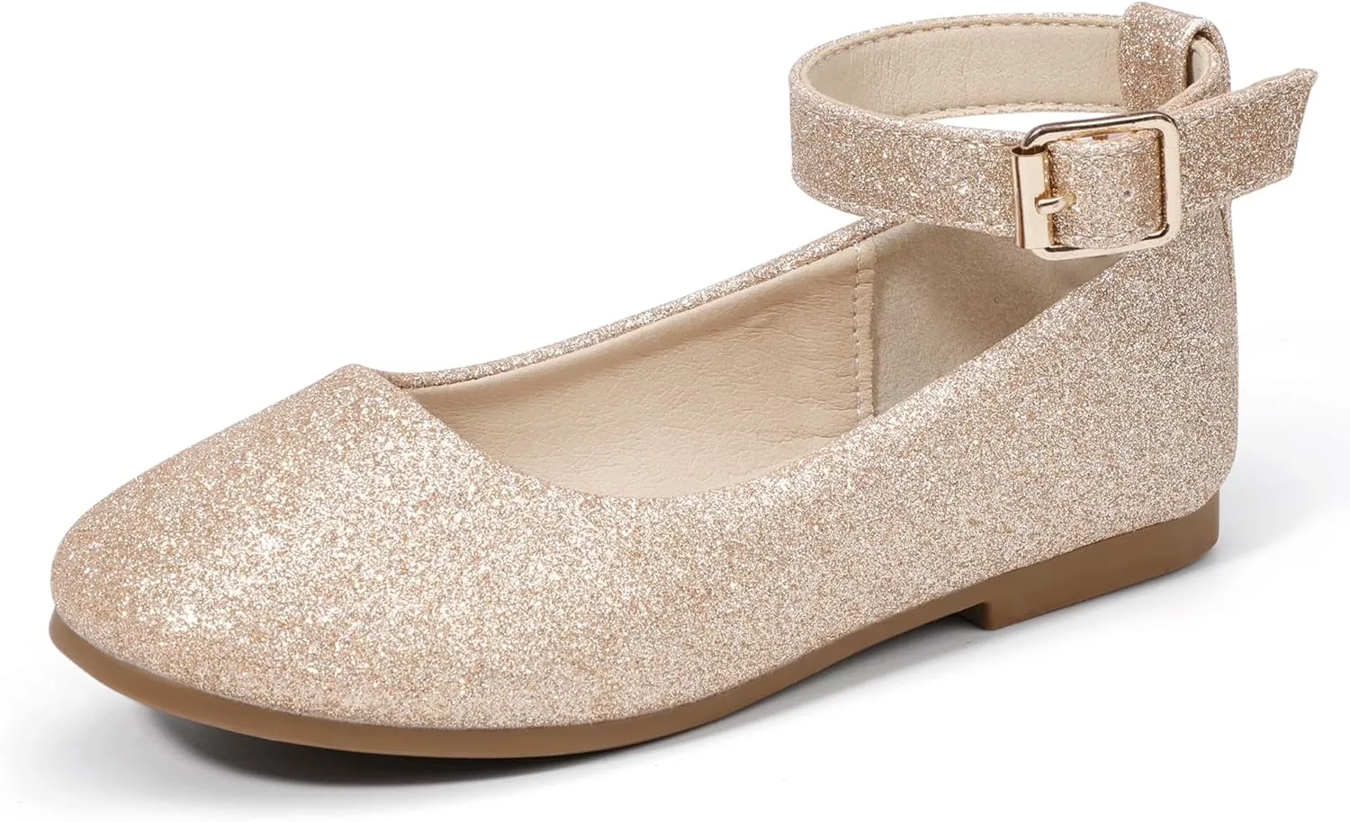 Hehainom Girls Dress Shoes Wedding Party School Ankle Strap Ballet Flats Shoes Little Big Kids Flower Girl Shoes