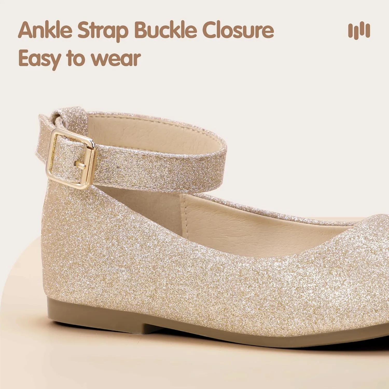 Hehainom Girls Dress Shoes Wedding Party School Ankle Strap Ballet Flats Shoes Little Big Kids Flower Girl Shoes