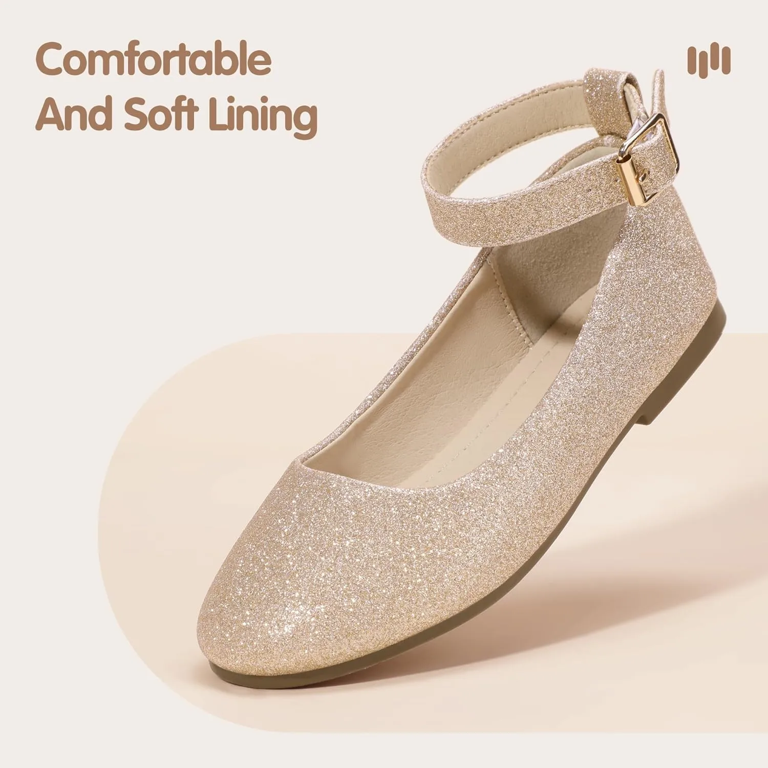 Hehainom Girls Dress Shoes Wedding Party School Ankle Strap Ballet Flats Shoes Little Big Kids Flower Girl Shoes
