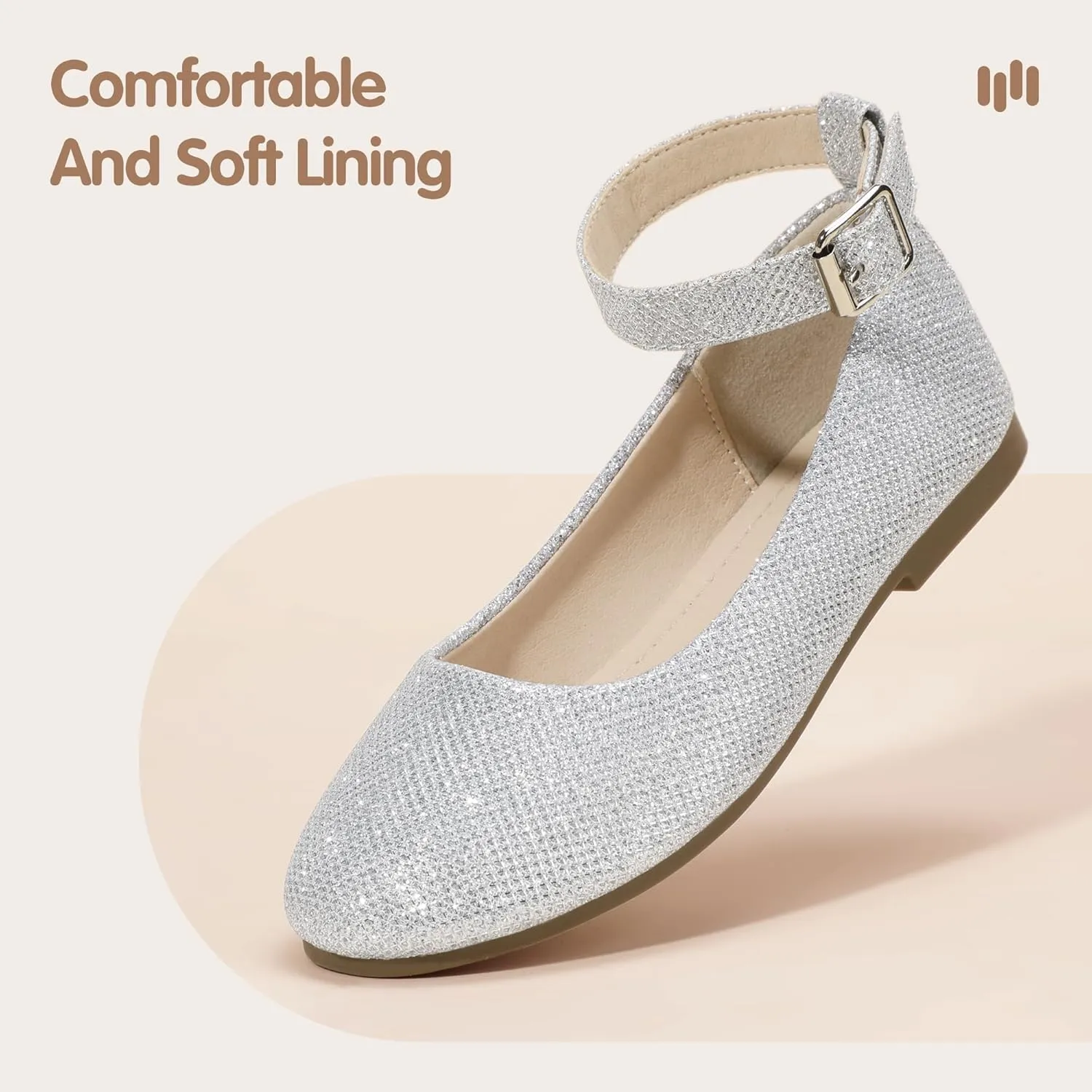 Hehainom Girls Dress Shoes Wedding Party School Ankle Strap Ballet Flats Shoes Little Big Kids Flower Girl Shoes