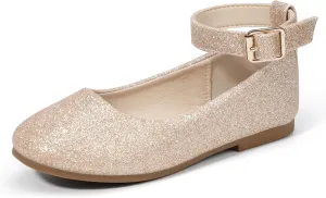 Hehainom Girls Dress Shoes Wedding Party School Ankle Strap Ballet Flats Shoes Little Big Kids Flower Girl Shoes