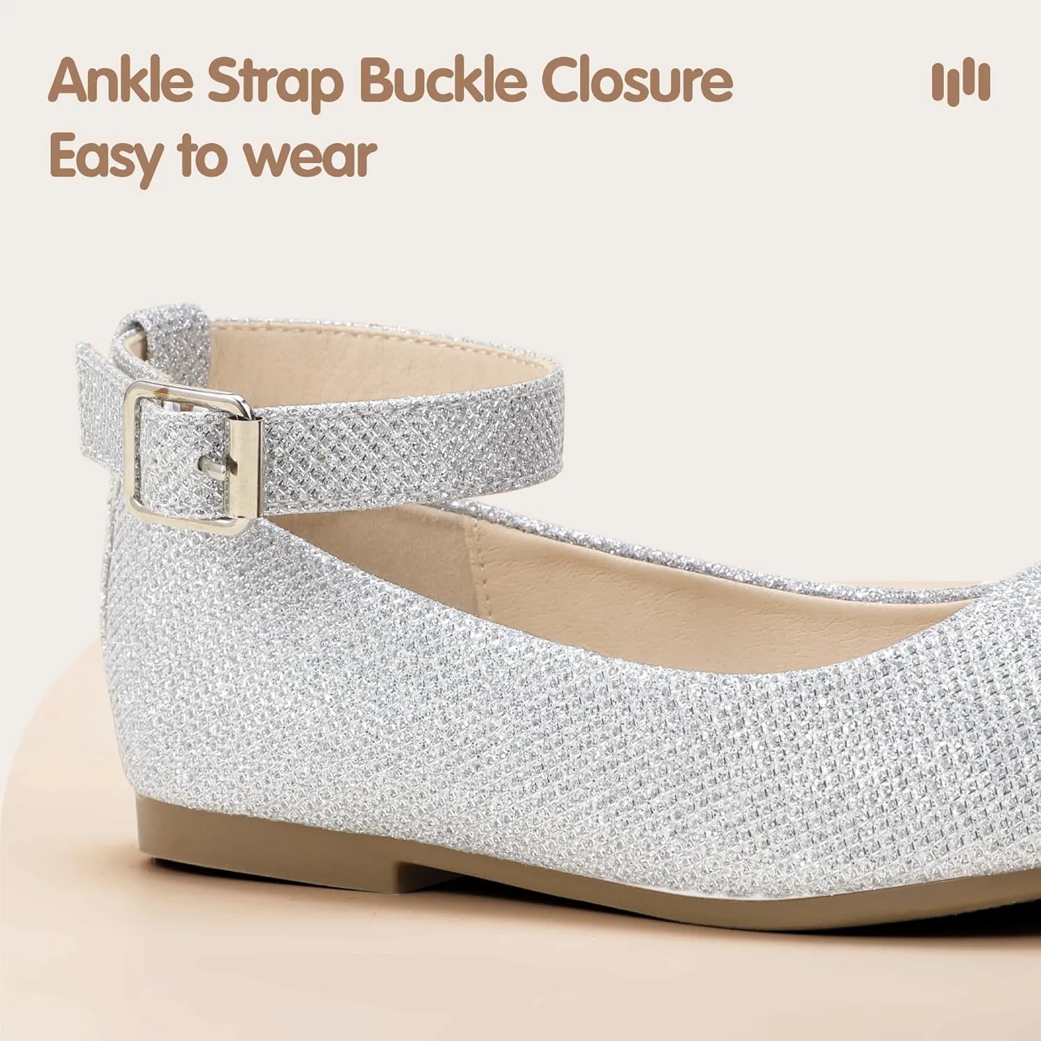 Hehainom Girls Dress Shoes Wedding Party School Ankle Strap Ballet Flats Shoes Little Big Kids Flower Girl Shoes