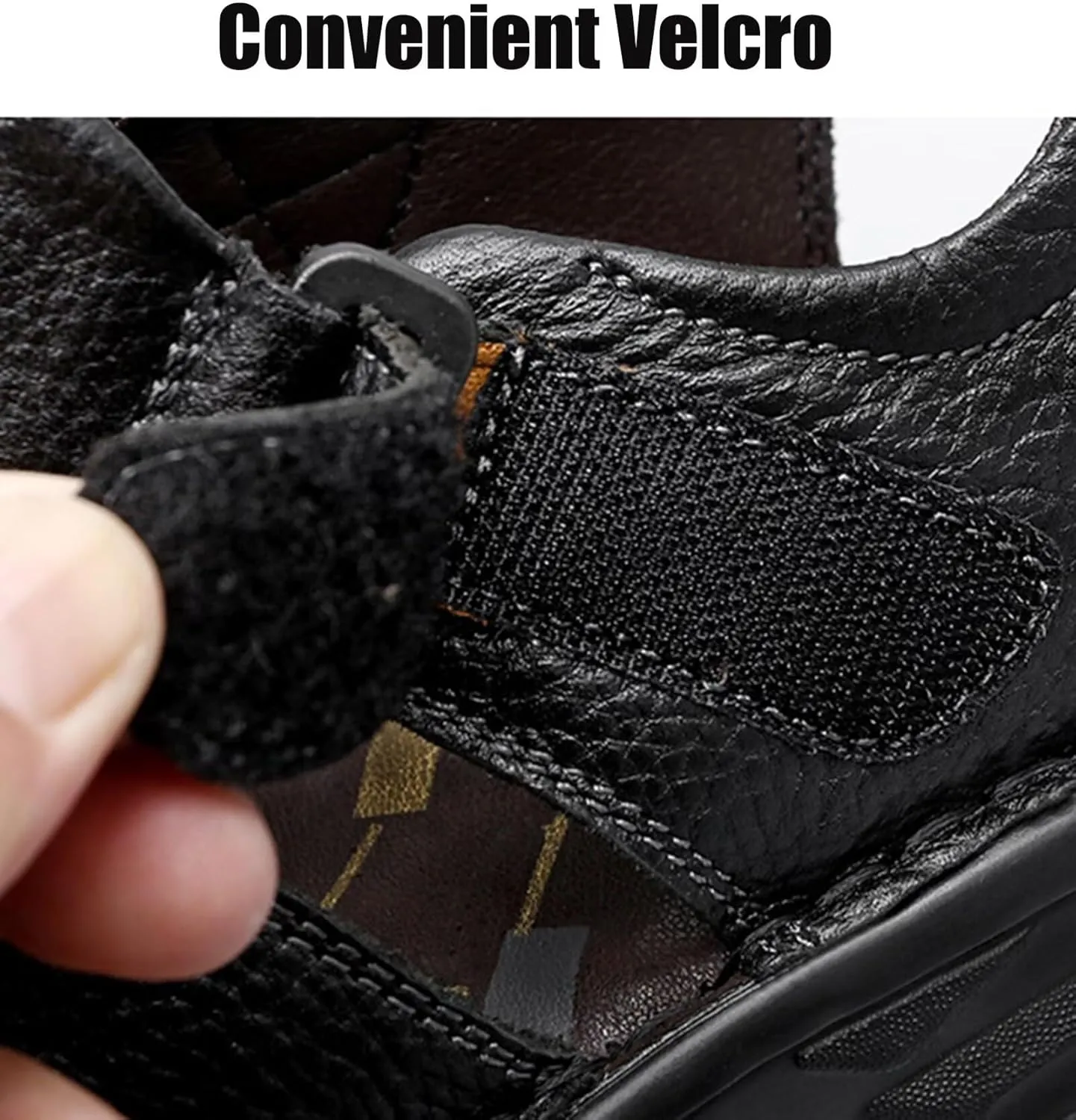 HNVAVQ Men Closed Toe Walking Sandals Leather Sports Outdoor Sandals Summer Holidays Beach Fisherman Sandals Waterproof