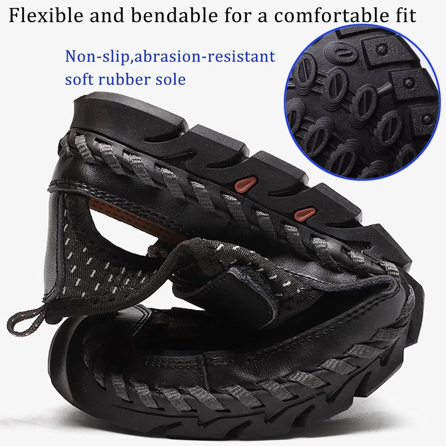 HNVAVQ Mens Leather Closed Toe Fisherman Shoes Outdoor Walking Sandals Casual Beach Summer Shoes