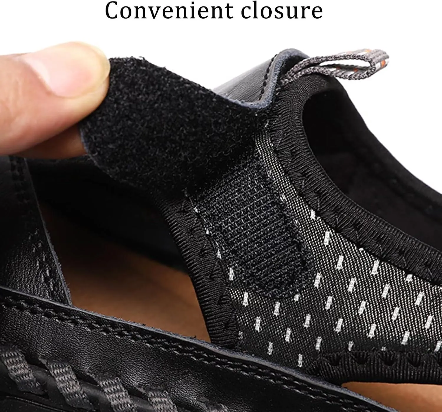 HNVAVQ Mens Leather Closed Toe Fisherman Shoes Outdoor Walking Sandals Casual Beach Summer Shoes