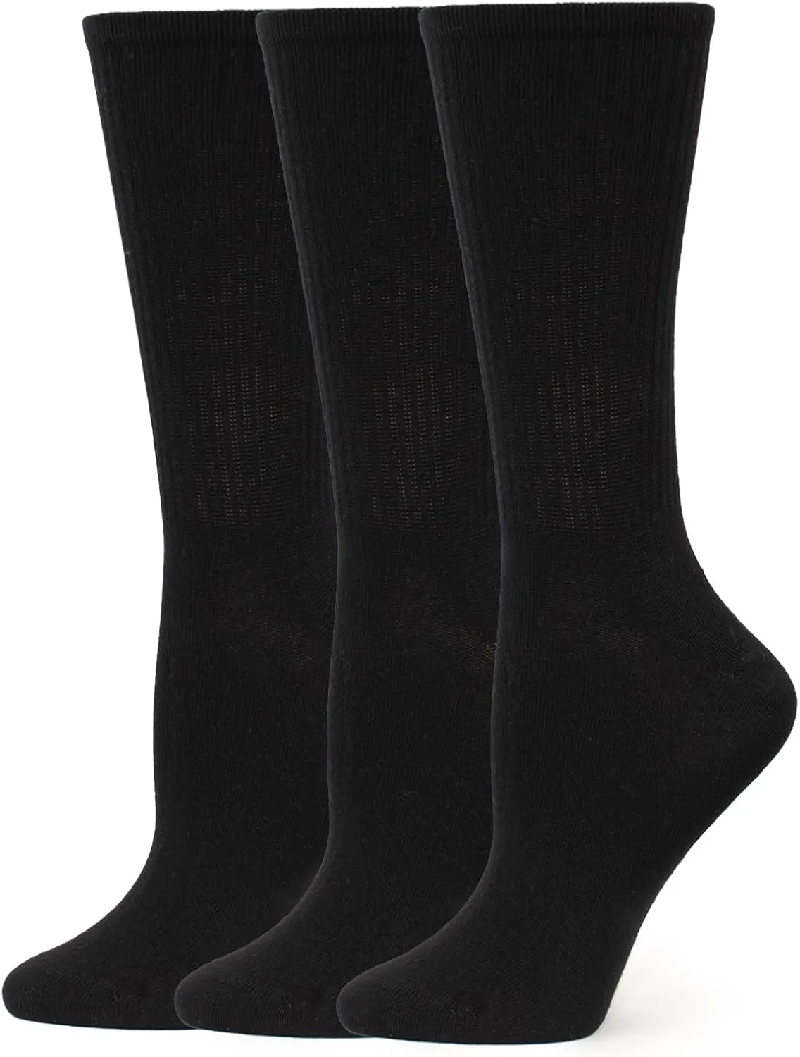 HUE Women's Casual Ribbed Crew Lightweight Athletic Socks 3 Pair Pack