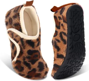 Ibeauti Womens Mens House Slippers Rubber Sole Indoor Slipper Socks Lightweight Fleece Lined Slip-on Barefoot Slippers