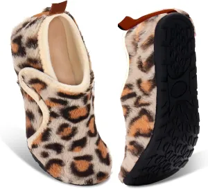Ibeauti Womens Mens House Slippers Rubber Sole Indoor Slipper Socks Lightweight Fleece Lined Slip-on Barefoot Slippers