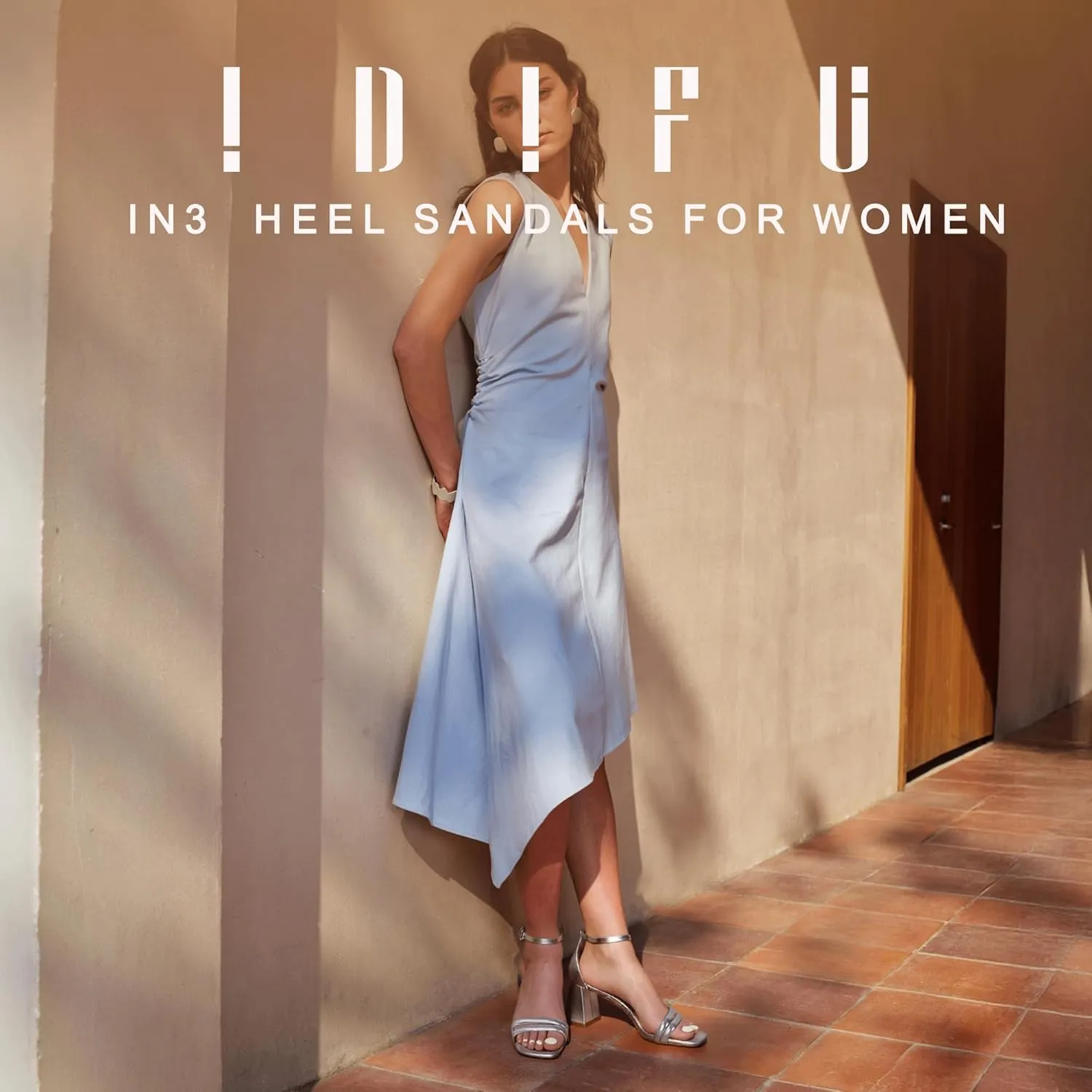 IDIFU IN3 Strappy Chunky Block Low Square Open Toe Heels Dress Shoes for Women Dressy Wedding Prom Bridal Bridesmaid Shoes Ankle Strap Heeled Sandals Comfortable Cute Trendy Short Thick Heels