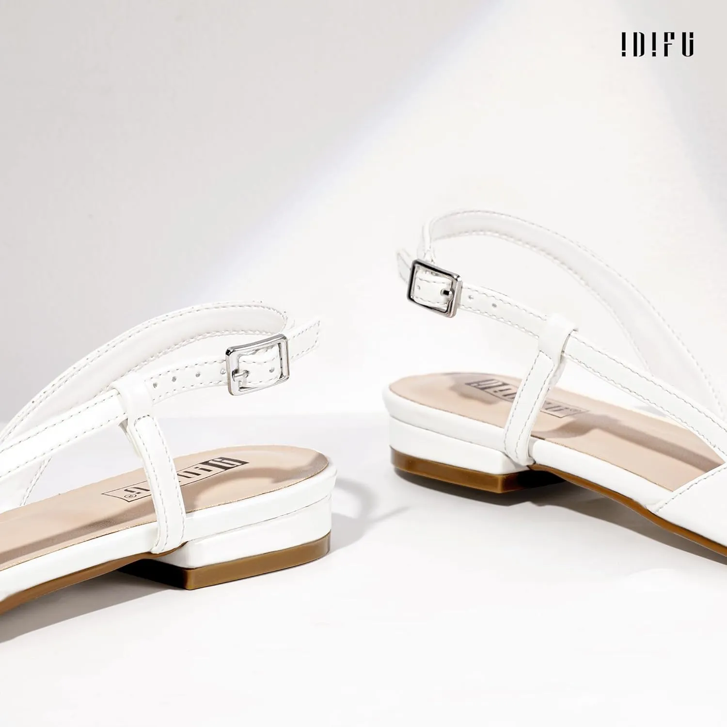 IDIFU Slingback Flats for Women Pointed Toe Ballet Flats Shoes Women Dressy Comfortable Casual Flat Dress Shoes for Women Office Work Wedding Bridal Cute Fashion Slip on Buckle Flats