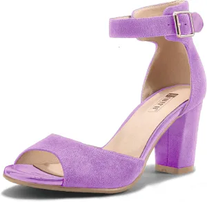 IDIFU Women's Candie-MI Peep Toe Low Block Heels Sandals Ankle Strap Comfy Chunky Wedding Dress Shoes