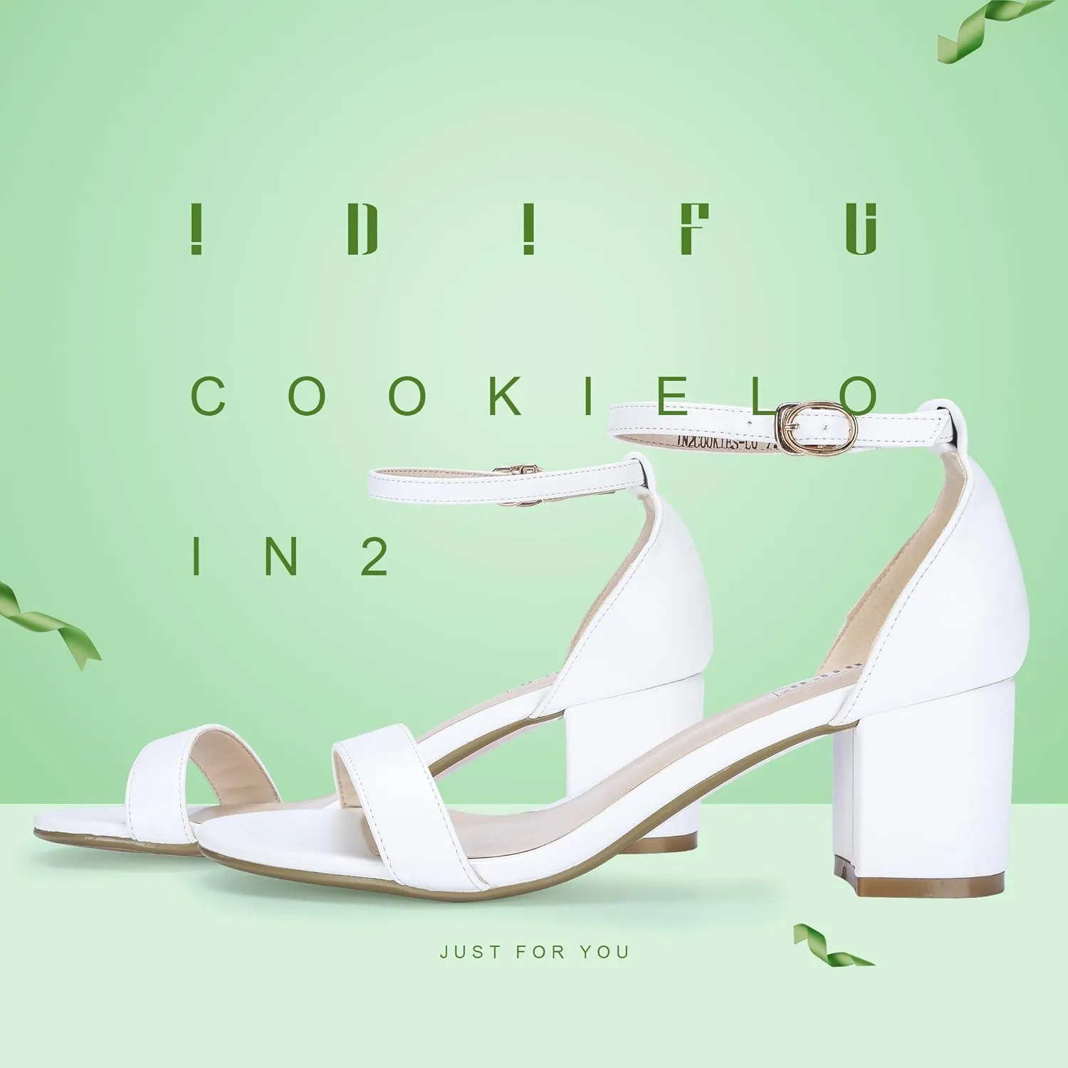 IDIFU Women's Cookie-LO Low Block Heels Chunky Sandals Ankle Strap Wedding Dress Pump Shoes