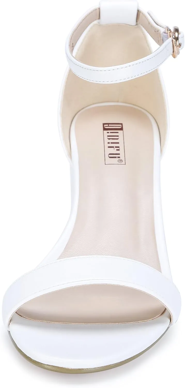 IDIFU Women's Cookie-LO Low Block Heels Chunky Sandals Ankle Strap Wedding Dress Pump Shoes