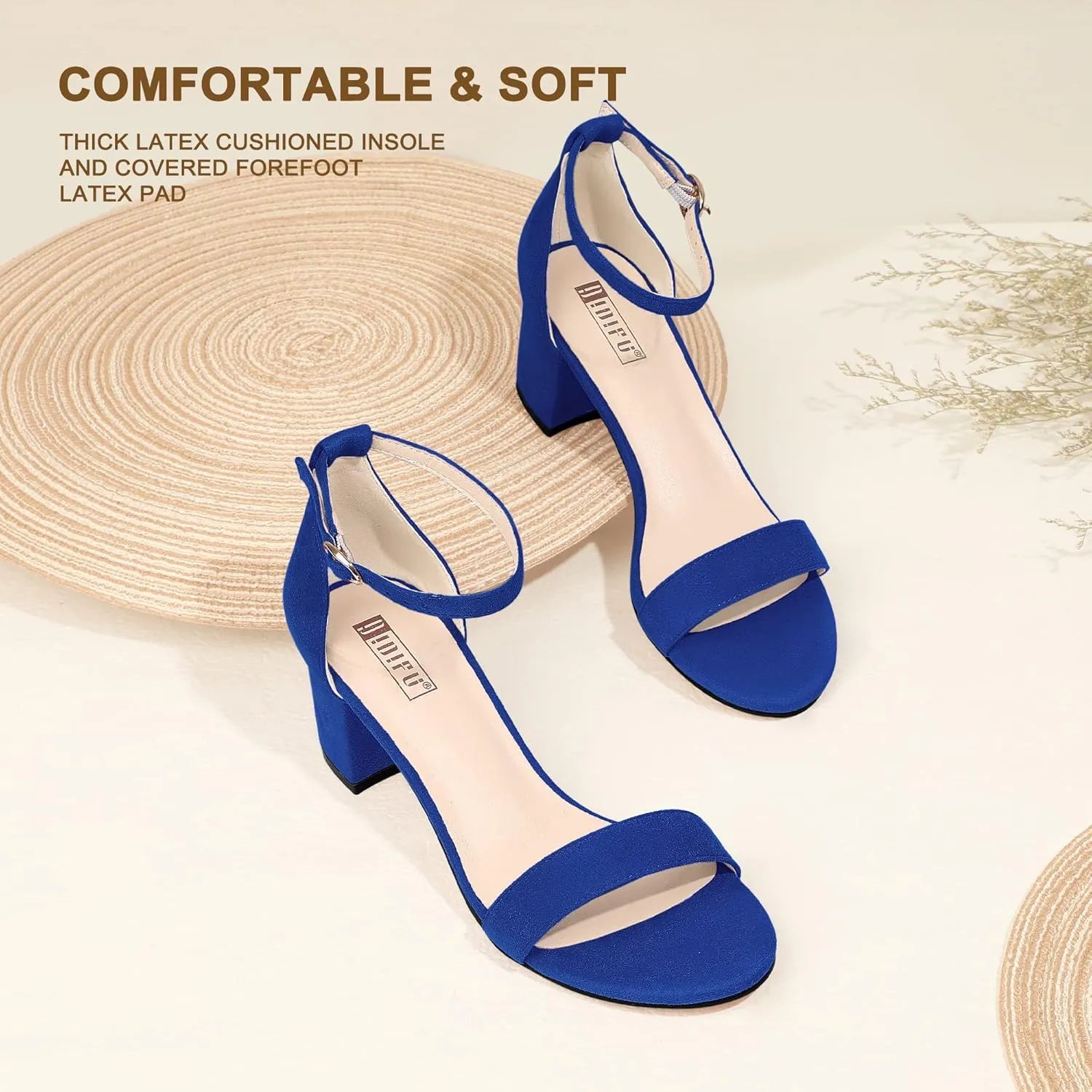 IDIFU Women's Cookie-LO Low Block Heels Chunky Sandals Ankle Strap Wedding Dress Pump Shoes