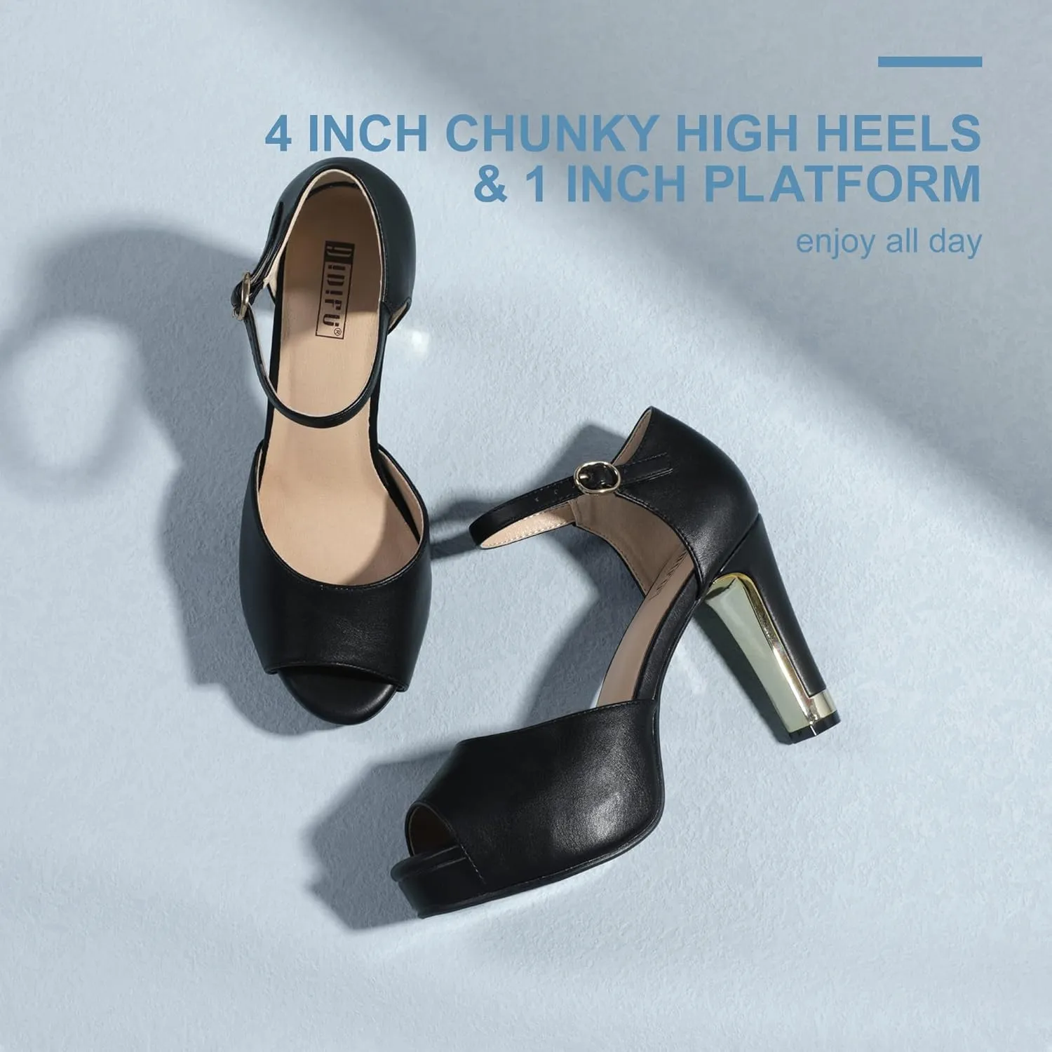IDIFU Women's IN4 Mary Platform Chunky High Heels Sandals Peep Toe Dress Wedding Bridal Shoes For Women Bride Bridesmaid