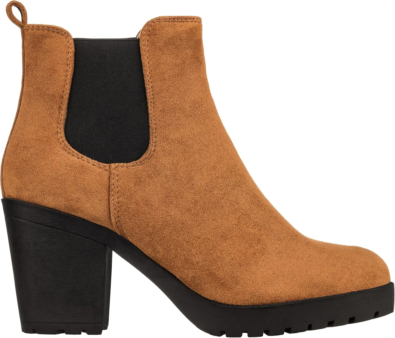 ILLUDE Women’s Classic Chelsea Bootie Chunky Mid Heel Rounded Toe Slip On Boots