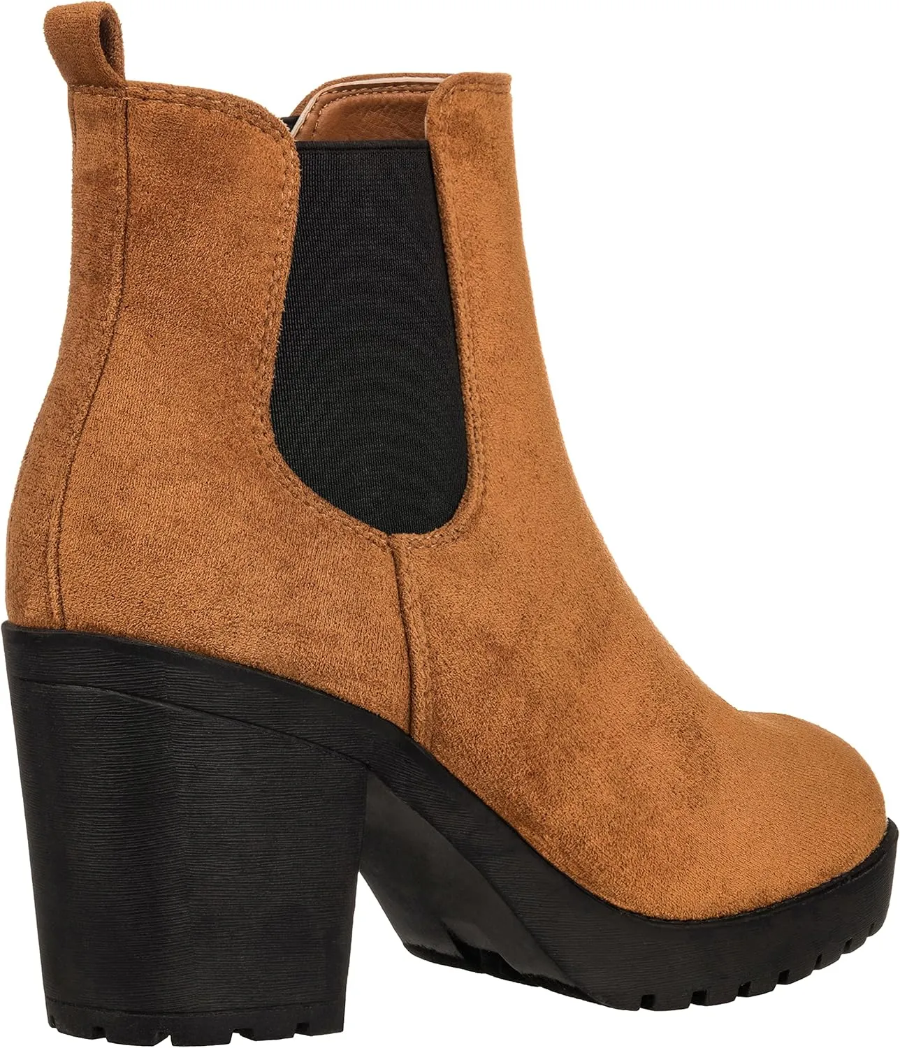 ILLUDE Women’s Classic Chelsea Bootie Chunky Mid Heel Rounded Toe Slip On Boots