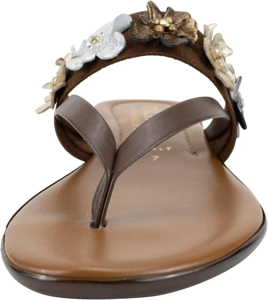 ITALIAN Shoemakers Claudie Women's low wedge Sandals with stretch comfort band, floral embellishment, and moderate wedge