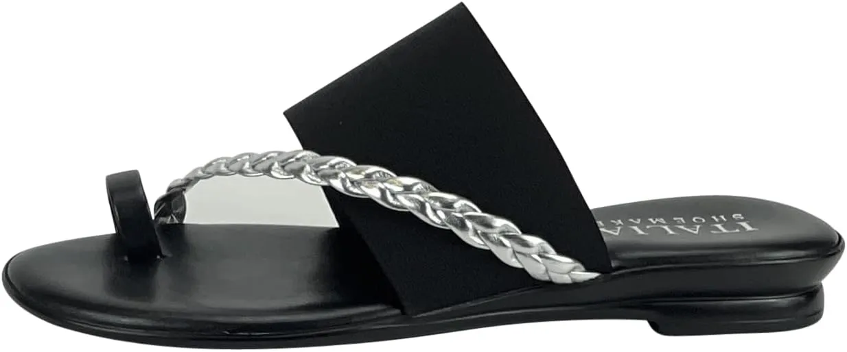 ITALIAN Shoemakers Womens Cari Low Braided Strap Sandal for Women