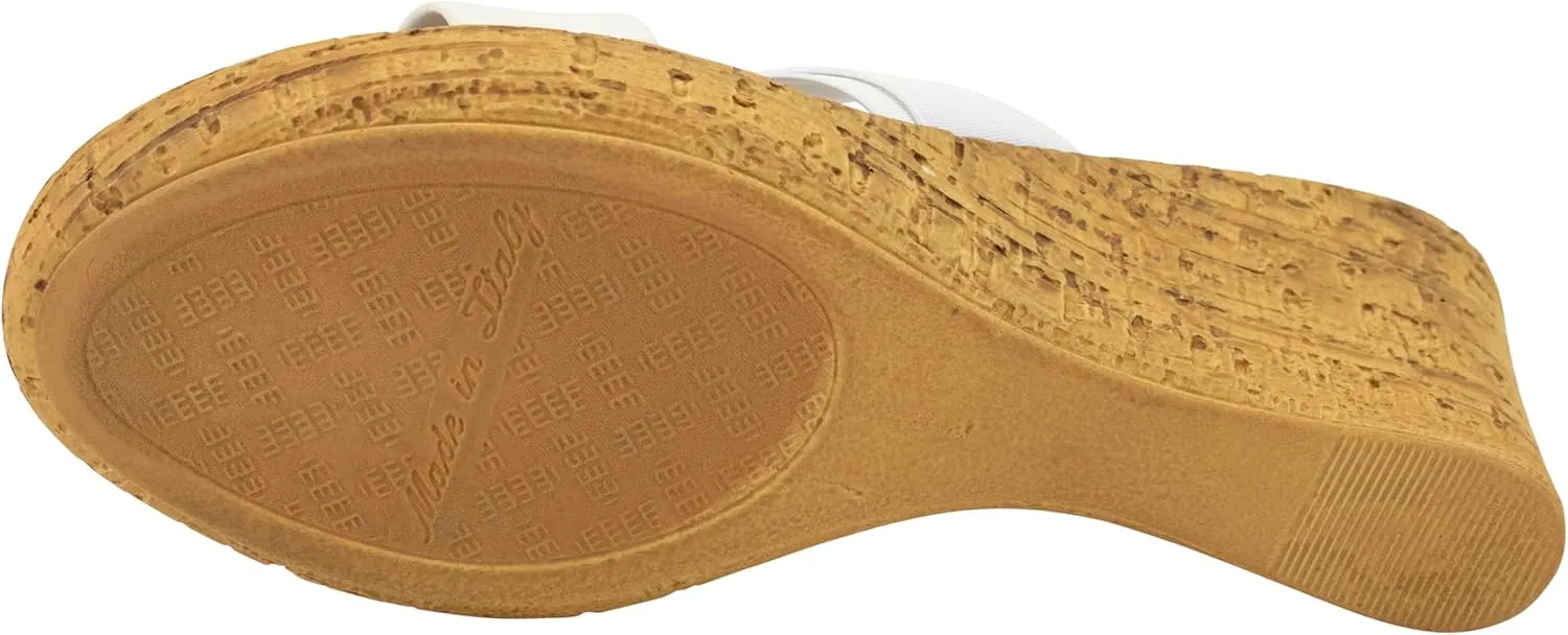 ITALIAN Shoemakers Women's Malou Faux Cork Wedge Sandals for Women