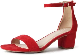 J. Adams Daisy Heeled Sandals - Ankle Strap Low Block, Open Toe Dress Pumps, Chunky Heels - Dressy Shoes for Women - Bridal, Wedding, Summer Sandals