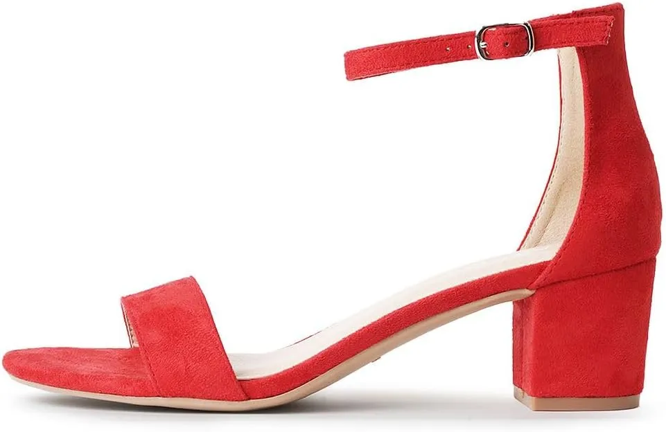 J. Adams Daisy Heeled Sandals - Ankle Strap Low Block, Open Toe Dress Pumps, Chunky Heels - Dressy Shoes for Women - Bridal, Wedding, Summer Sandals