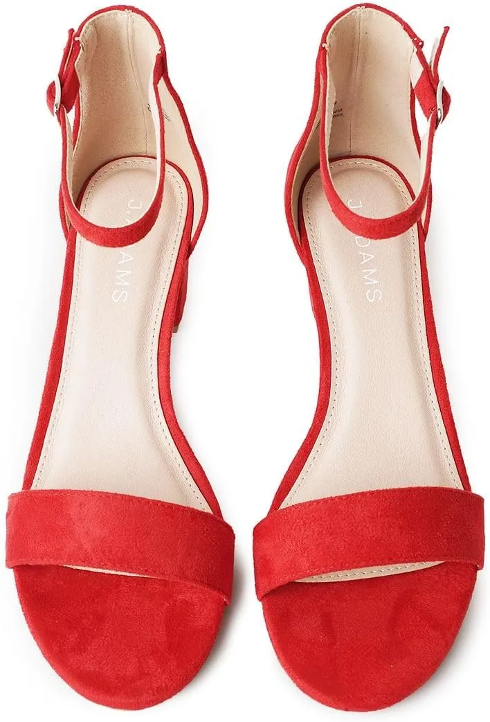 J. Adams Daisy Heeled Sandals - Ankle Strap Low Block, Open Toe Dress Pumps, Chunky Heels - Dressy Shoes for Women - Bridal, Wedding, Summer Sandals