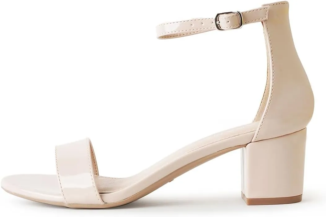 J. Adams Daisy Heeled Sandals - Ankle Strap Low Block, Open Toe Dress Pumps, Chunky Heels - Dressy Shoes for Women - Bridal, Wedding, Summer Sandals