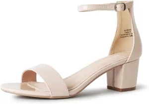 J. Adams Daisy Heeled Sandals - Ankle Strap Low Block, Open Toe Dress Pumps, Chunky Heels - Dressy Shoes for Women - Bridal, Wedding, Summer Sandals