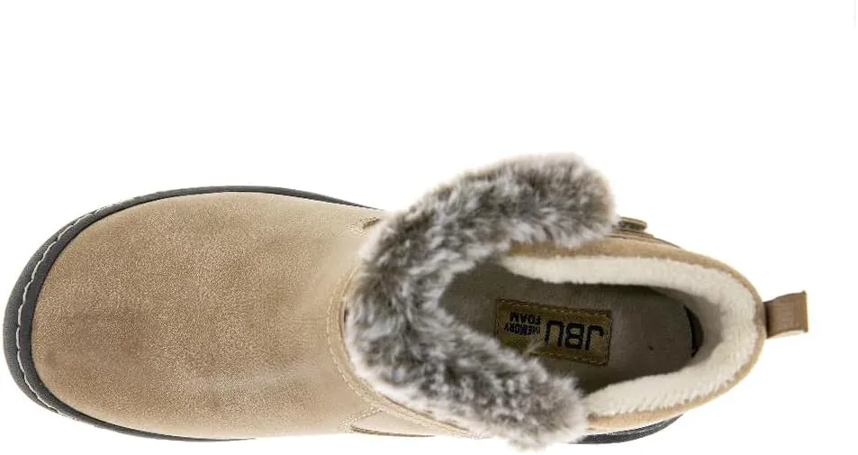 JBU Women's Dolce Faux Fur Trim Water Resistant Fashion Side Zipper Ankle Bootie