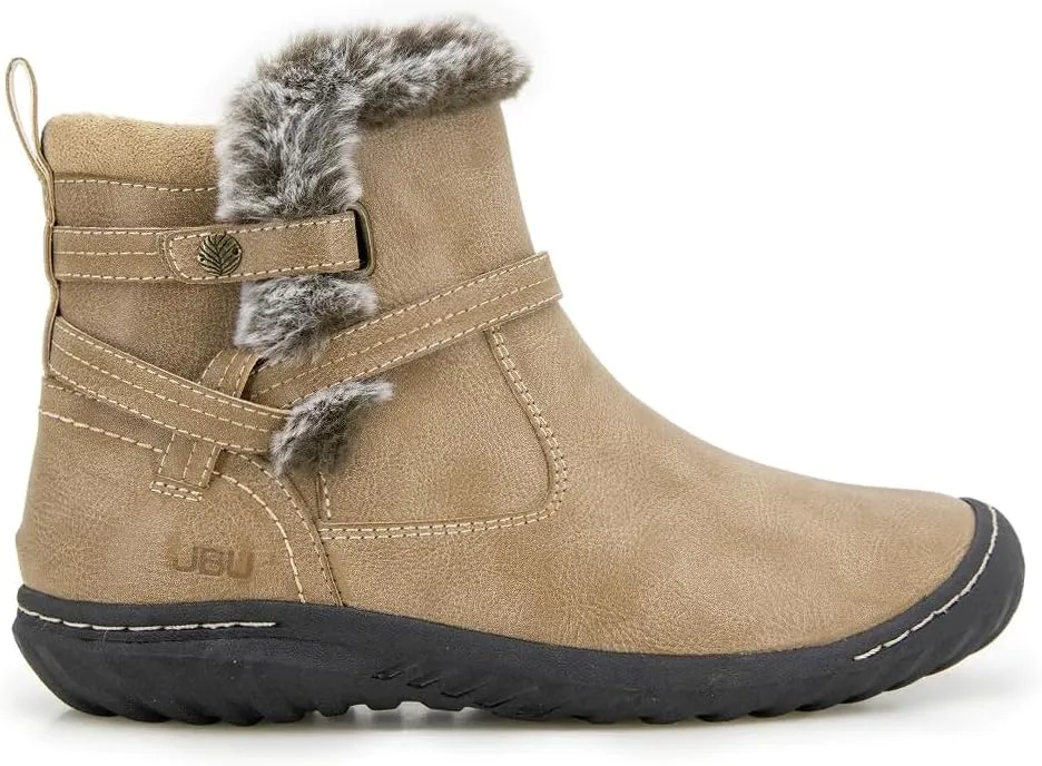 JBU Women's Dolce Faux Fur Trim Water Resistant Fashion Side Zipper Ankle Bootie