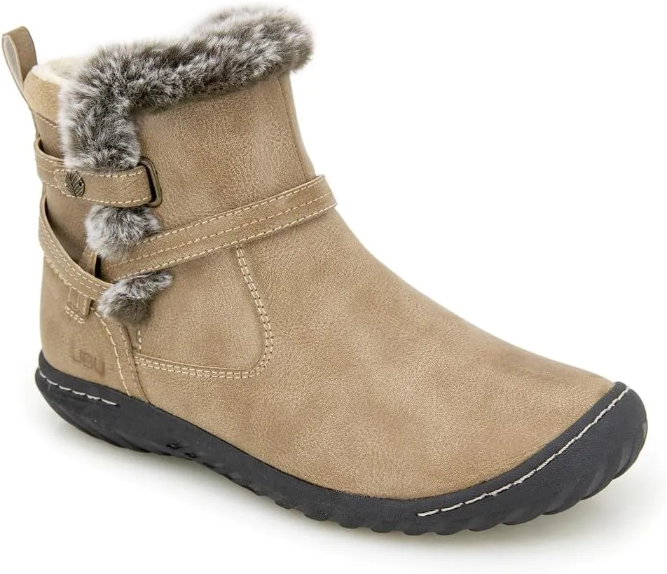 JBU Women's Dolce Faux Fur Trim Water Resistant Fashion Side Zipper Ankle Bootie