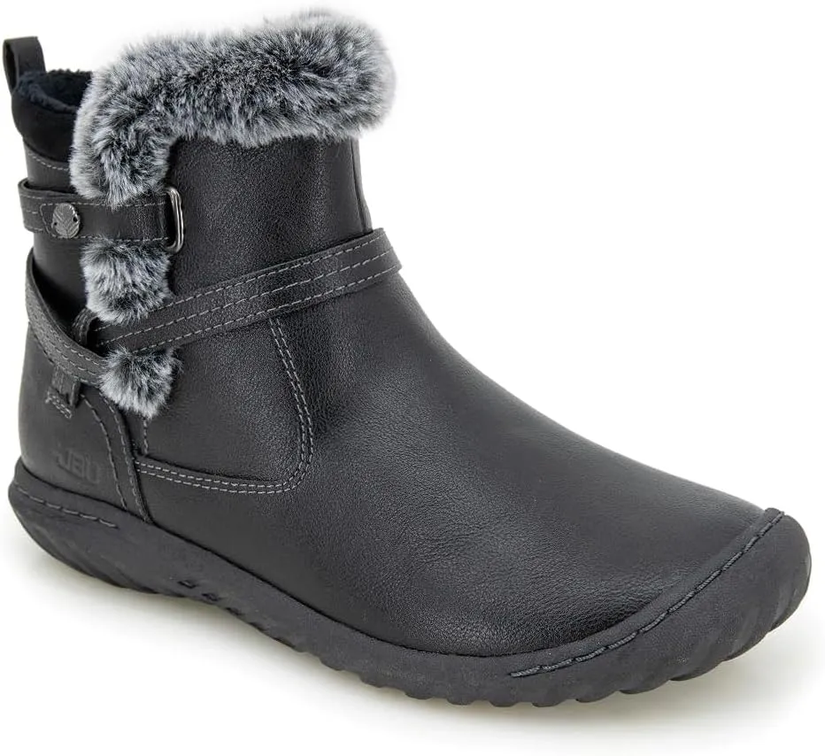 JBU Women's Dolce Faux Fur Trim Water Resistant Fashion Side Zipper Ankle Bootie
