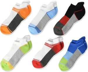 Jefferies Socks Boys' Sport Tab Half Cushion Low Cut Socks 6 Pack