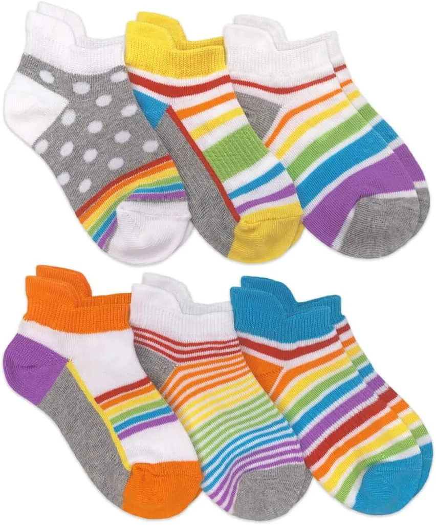 Jefferies Socks Womens Rainbow Pattern Sport Tab Low Cut Ankle Socks 6 Pair Pack