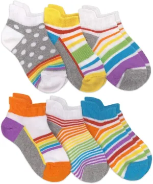 Jefferies Socks Womens Rainbow Pattern Sport Tab Low Cut Ankle Socks 6 Pair Pack