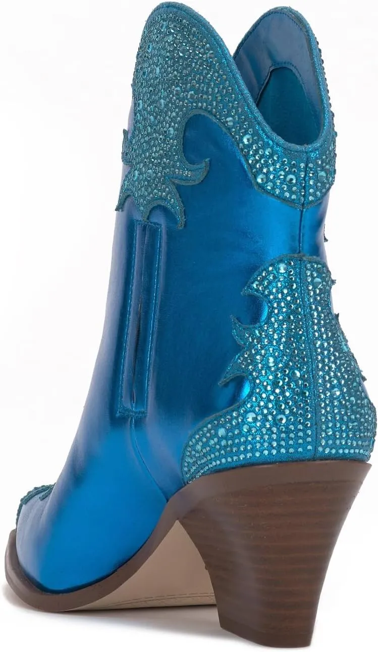 Jessica Simpson Womens Zolly Snake Print Rhinestones Booties