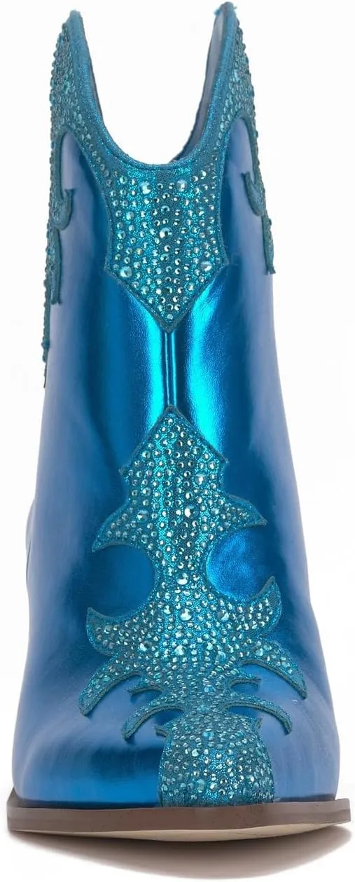 Jessica Simpson Womens Zolly Snake Print Rhinestones Booties
