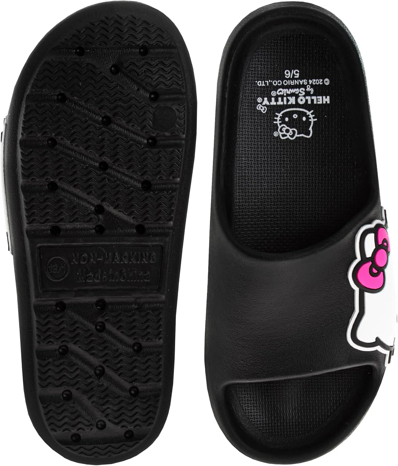 Josmo Sanrio Hello Kitty Slides Open Toe Sandals - Summer Beach Water Pool Shoes (sizes: Little Kid/Big Kid - Adults)
