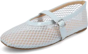 Journee Womens cushioned footbed Mesh Fabric Flats Flat Sole Casha Mary Jane Flats Buckle
