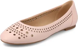Journee Womens Flats cushioned footbed Kamrah Faux Leather Laser Cutout Designs Flat Sole Ballet Flats