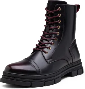 Jousen Men's Boots Fashion High Top Motorcycle Boots Waterproof Boots for Men (AMY8148A polishedred 8)