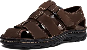 Jousen Men's Sandals Arch Support Casual Genuine Leather Summer Outdoor Beach Fisherman Sandals for Men
