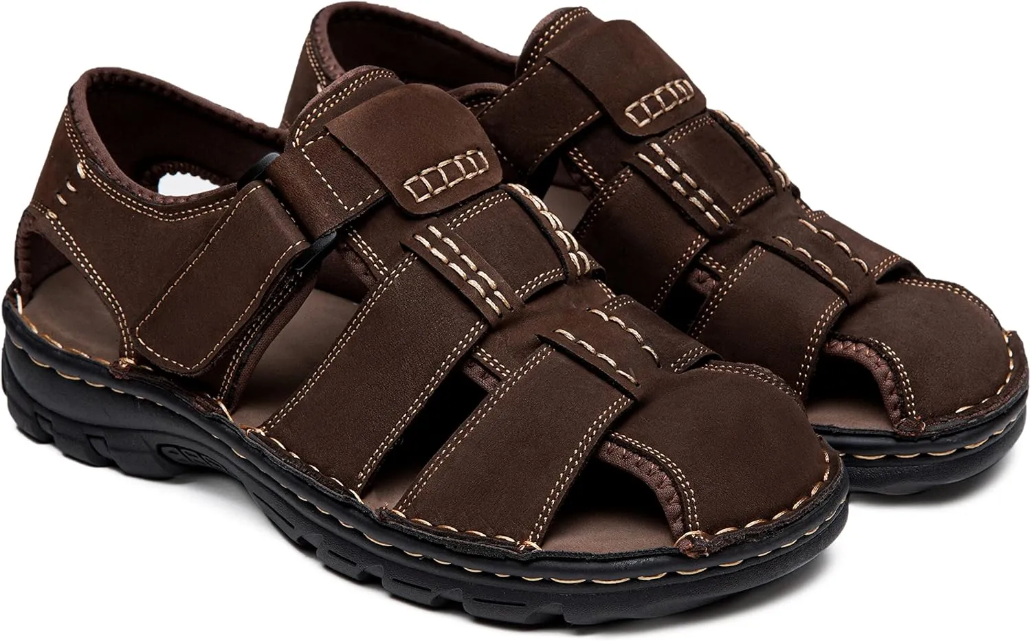 Jousen Men's Sandals Arch Support Casual Genuine Leather Summer Outdoor Beach Fisherman Sandals for Men
