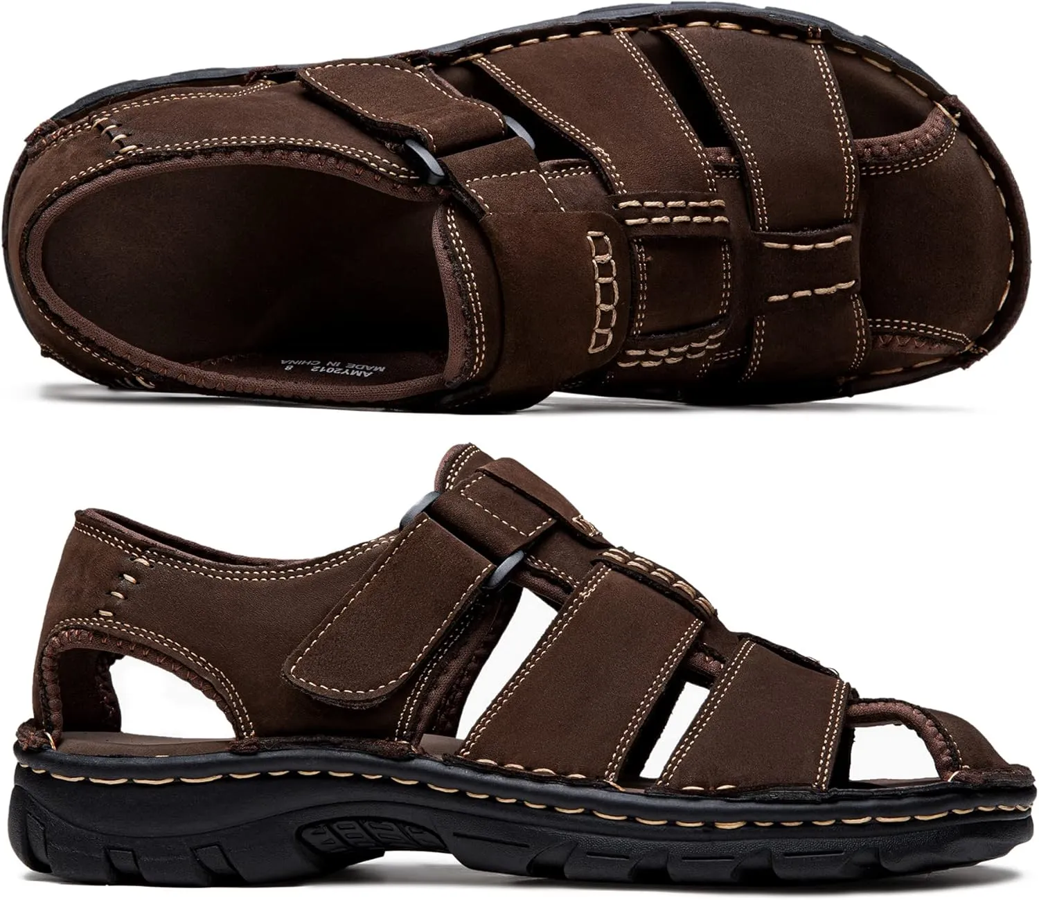 Jousen Men's Sandals Arch Support Casual Genuine Leather Summer Outdoor Beach Fisherman Sandals for Men